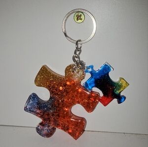 Colorful Puzzle Piece Autims Keychain
